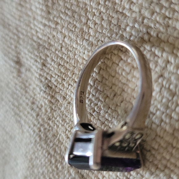 Amethyst Marcasite Sterling Ring - Picture 8 of 13